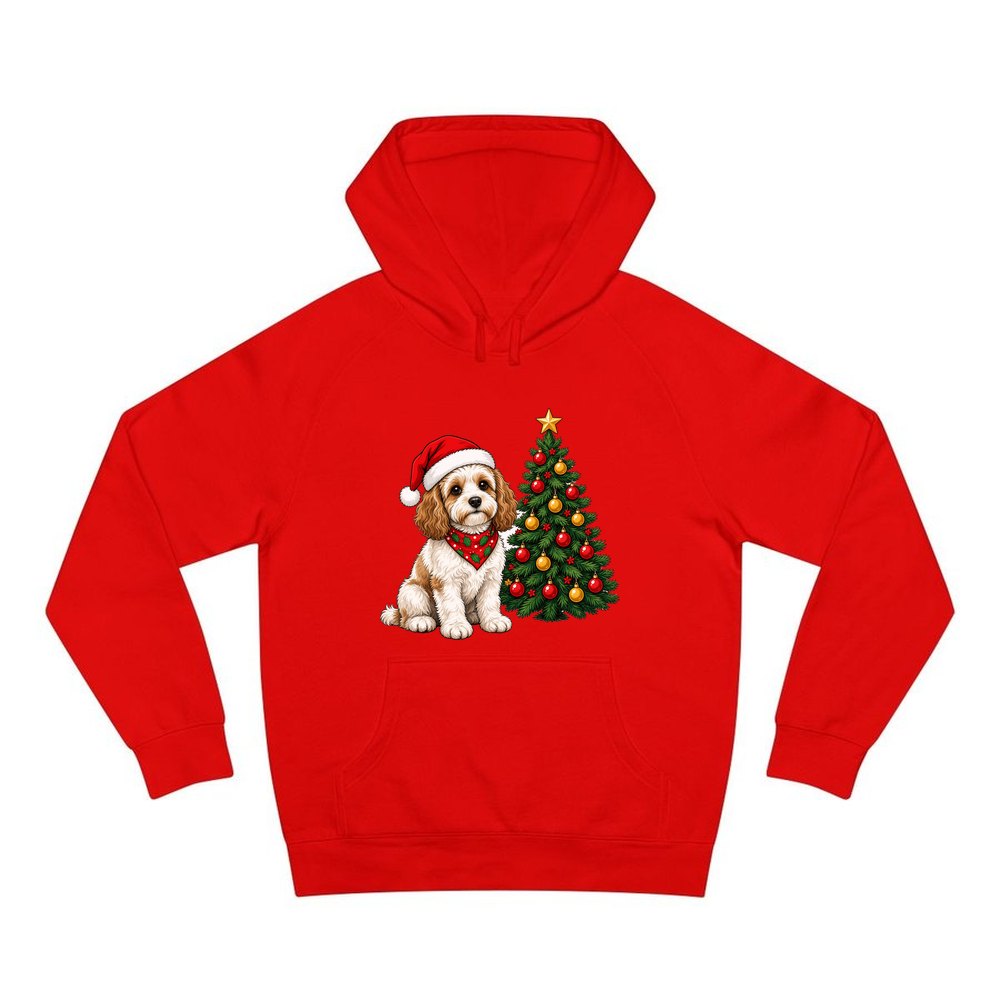 Cavoodle personalised Christmas hoodie in red