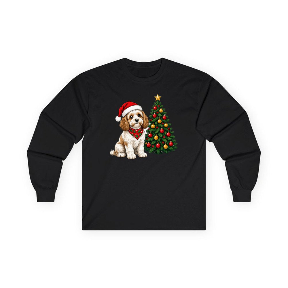 Cavoodle personalised long sleeve Christmas T-shirt in black