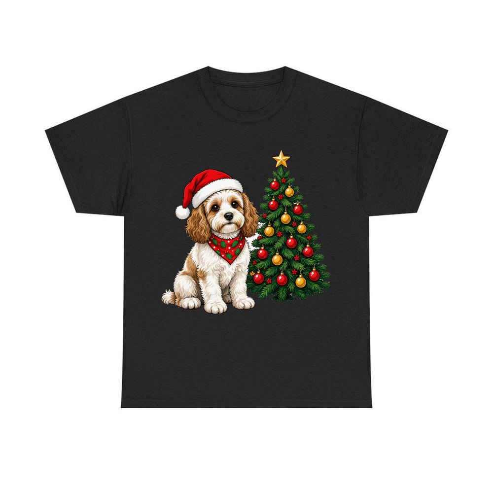 Cavoodle personalised Christmas T-shirt in black