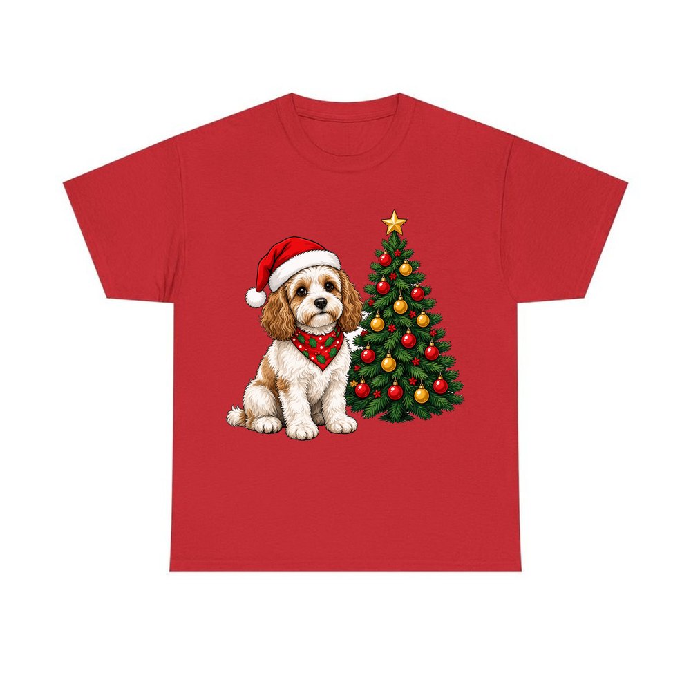 Cavoodle personalised Christmas T-shirt in red