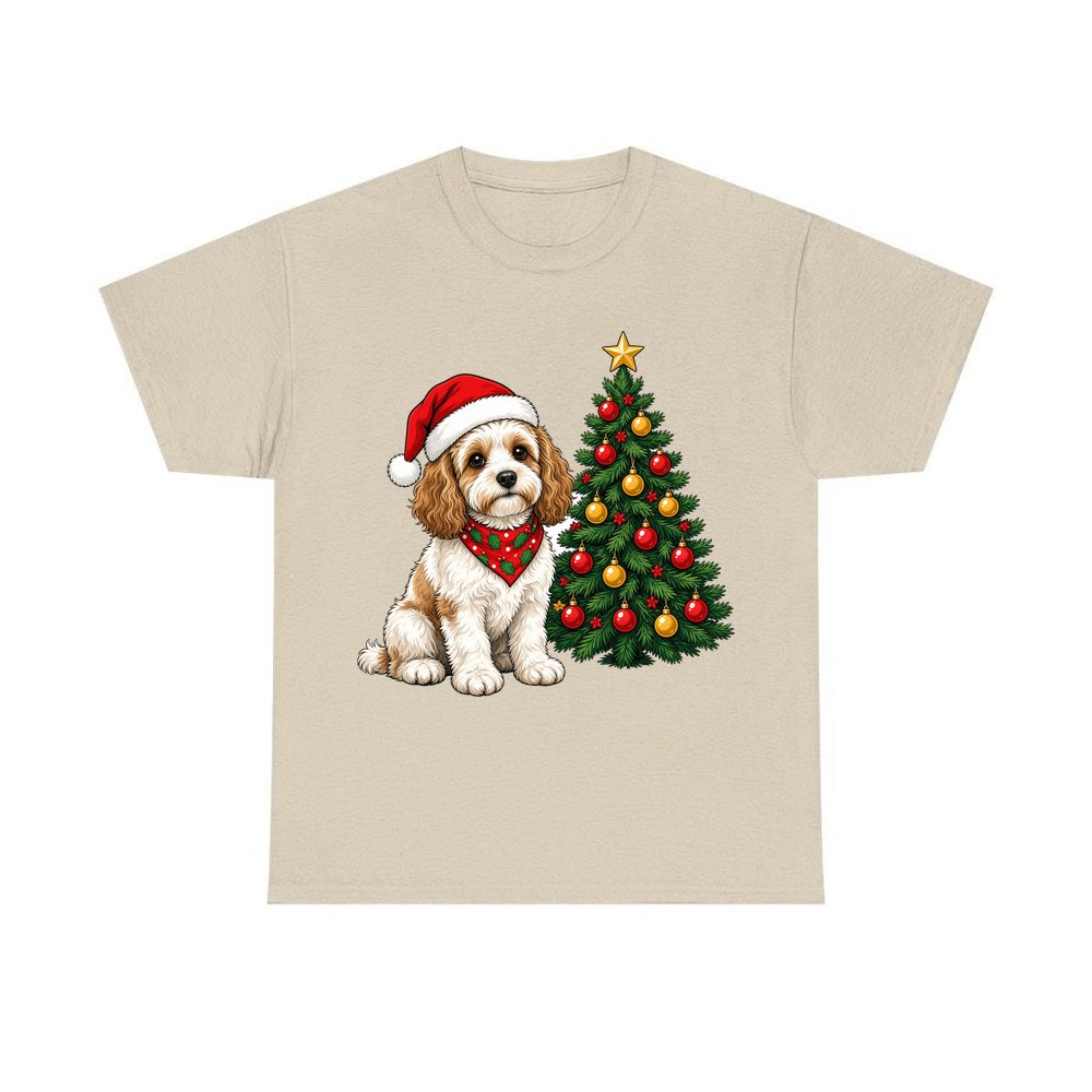 Cavoodle personalised Christmas T-shirt in sand