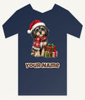 Cavoodle in a Christmas Scarf Personalised Kids Tee and Baby Bodysuit