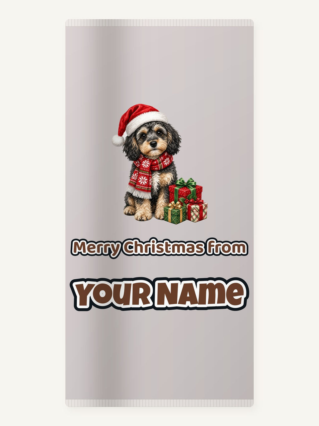 Cavoodle in a Christmas Scarf Personalised Beach Towel