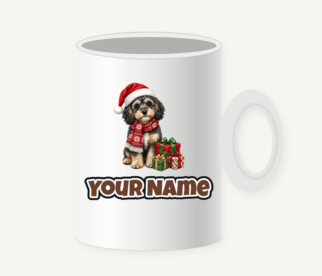 Cavoodle in a Christmas Scarf Personalised Christmas Mug