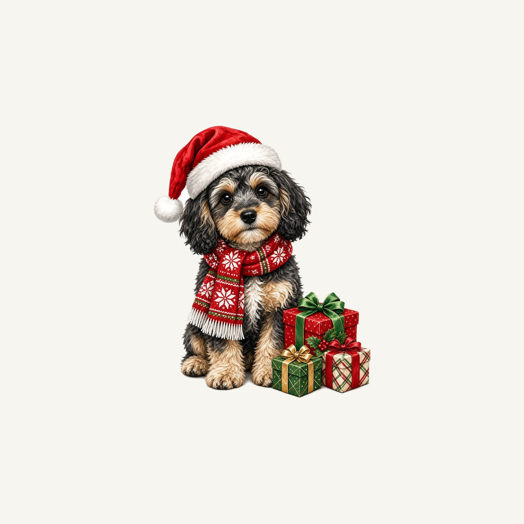 Cavoodle in a Christmas Scarf Personalised Christmas Mug