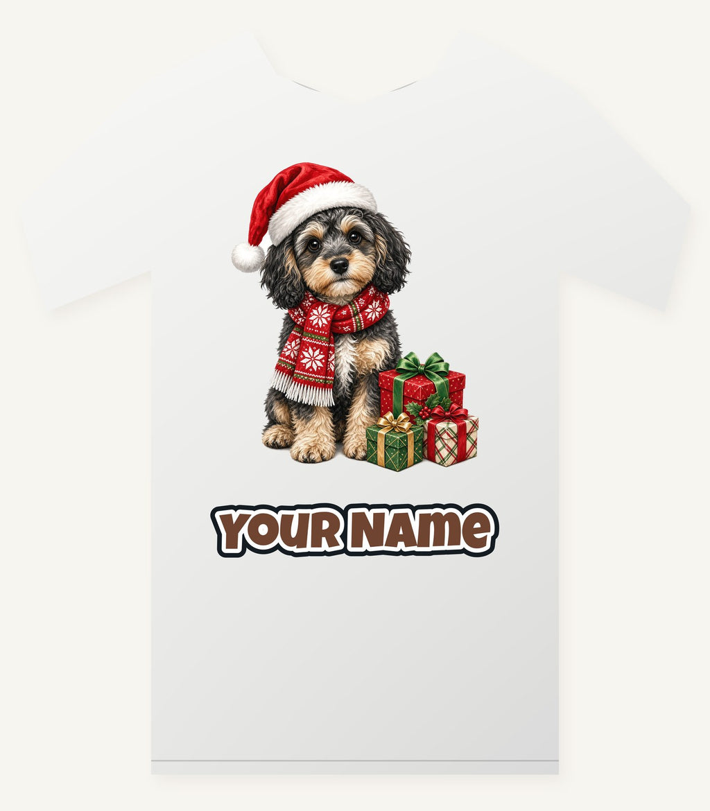 Cavoodle in a Christmas Scarf Personalised Christmas T-Shirt and Hoodie