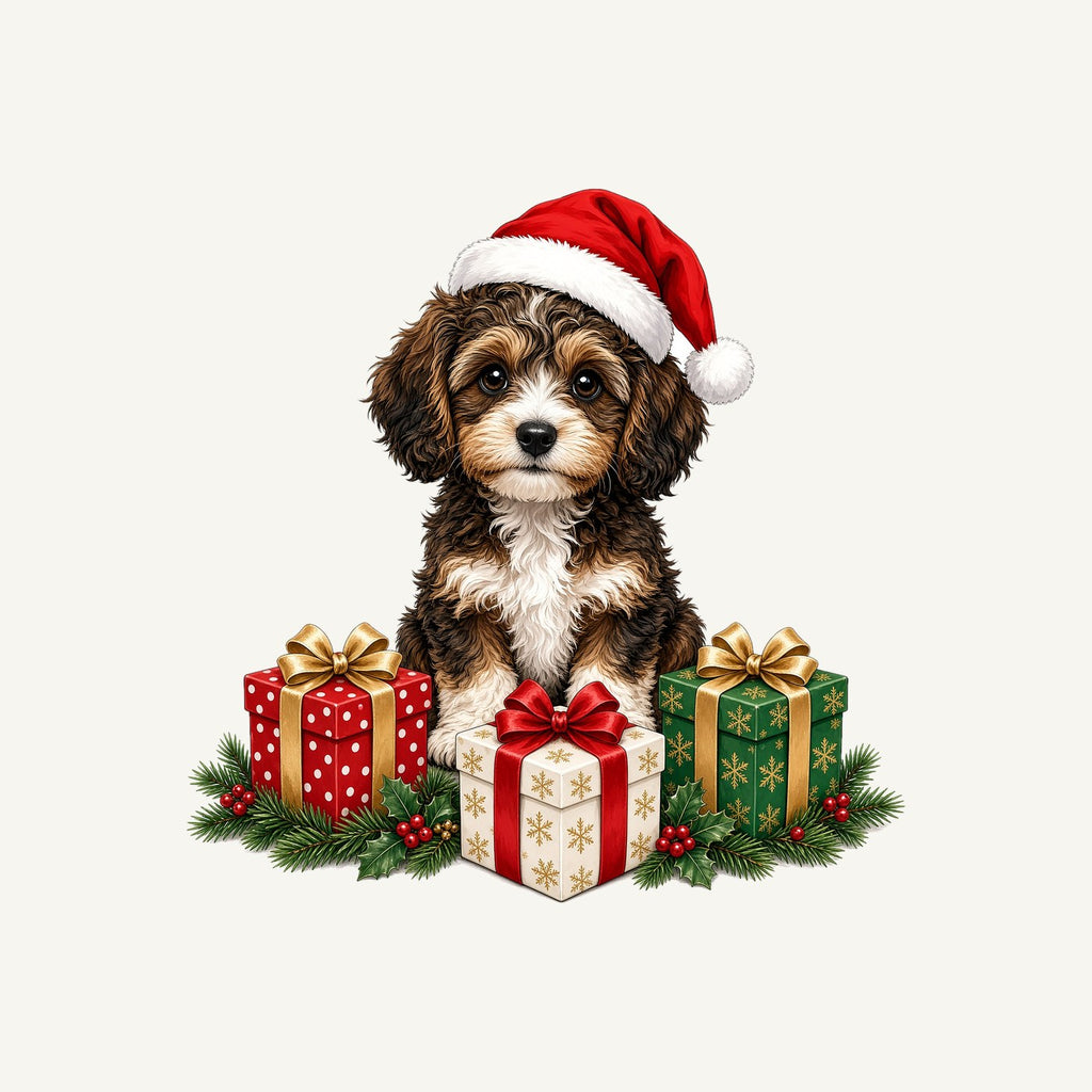 Cavoodle Puppy with Presents Personalised Kids Tee and Baby Bodysuit