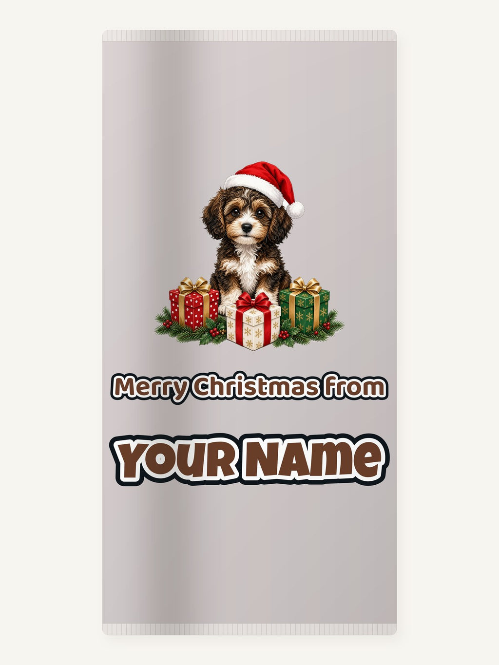 Cavoodle Puppy with Presents Personalised Beach Towel