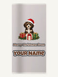 Cavoodle Puppy with Presents Personalised Beach Towel