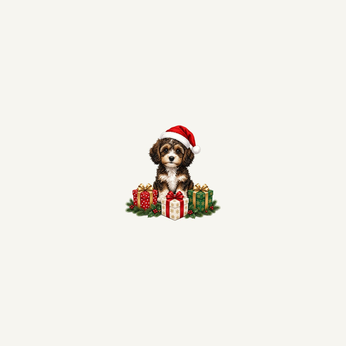 Cavoodle Puppy with Presents Personalised Beach Towel