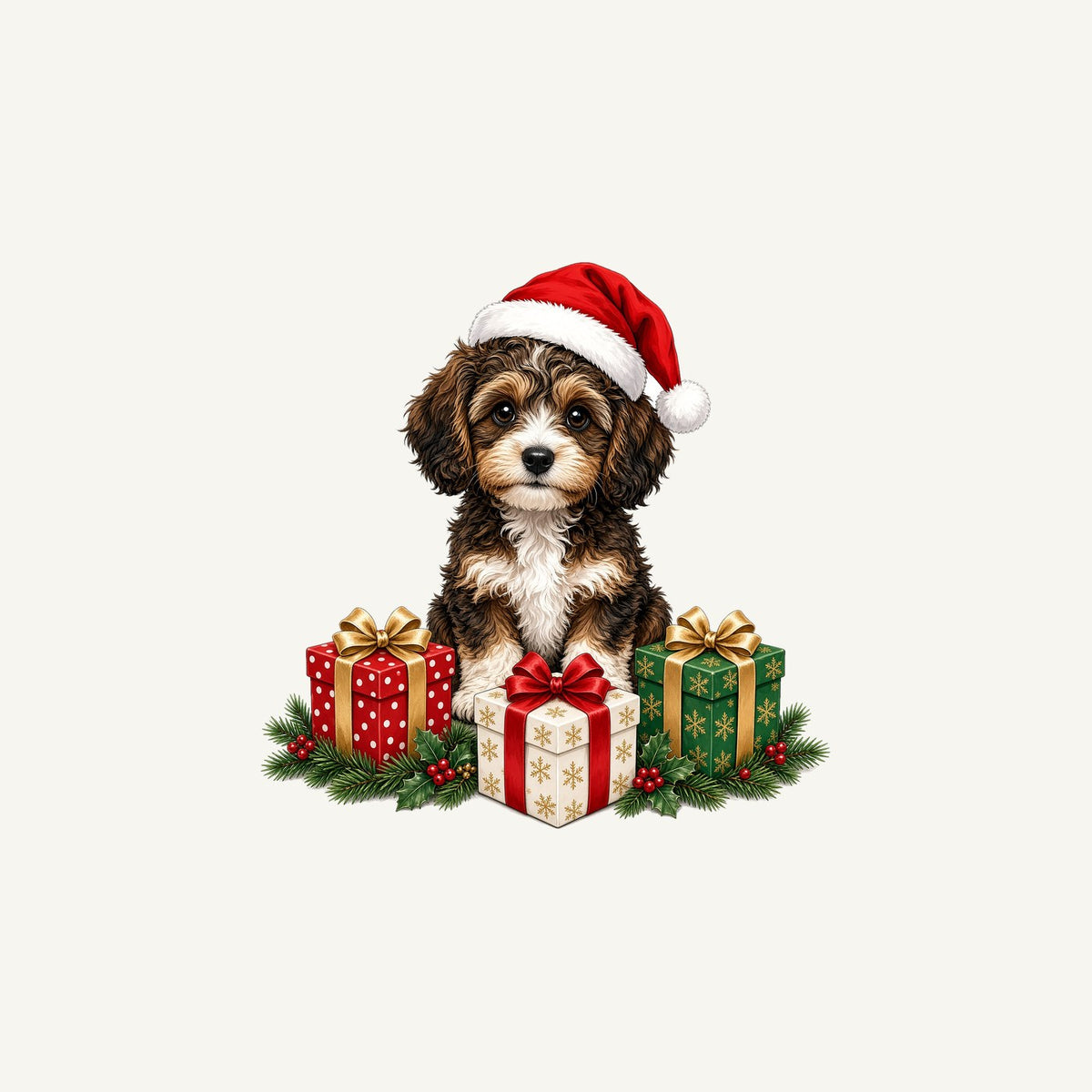 Cavoodle Puppy with Presents Personalised Christmas Mug