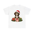Cavoodle Puppy With Presents design on a white tee
