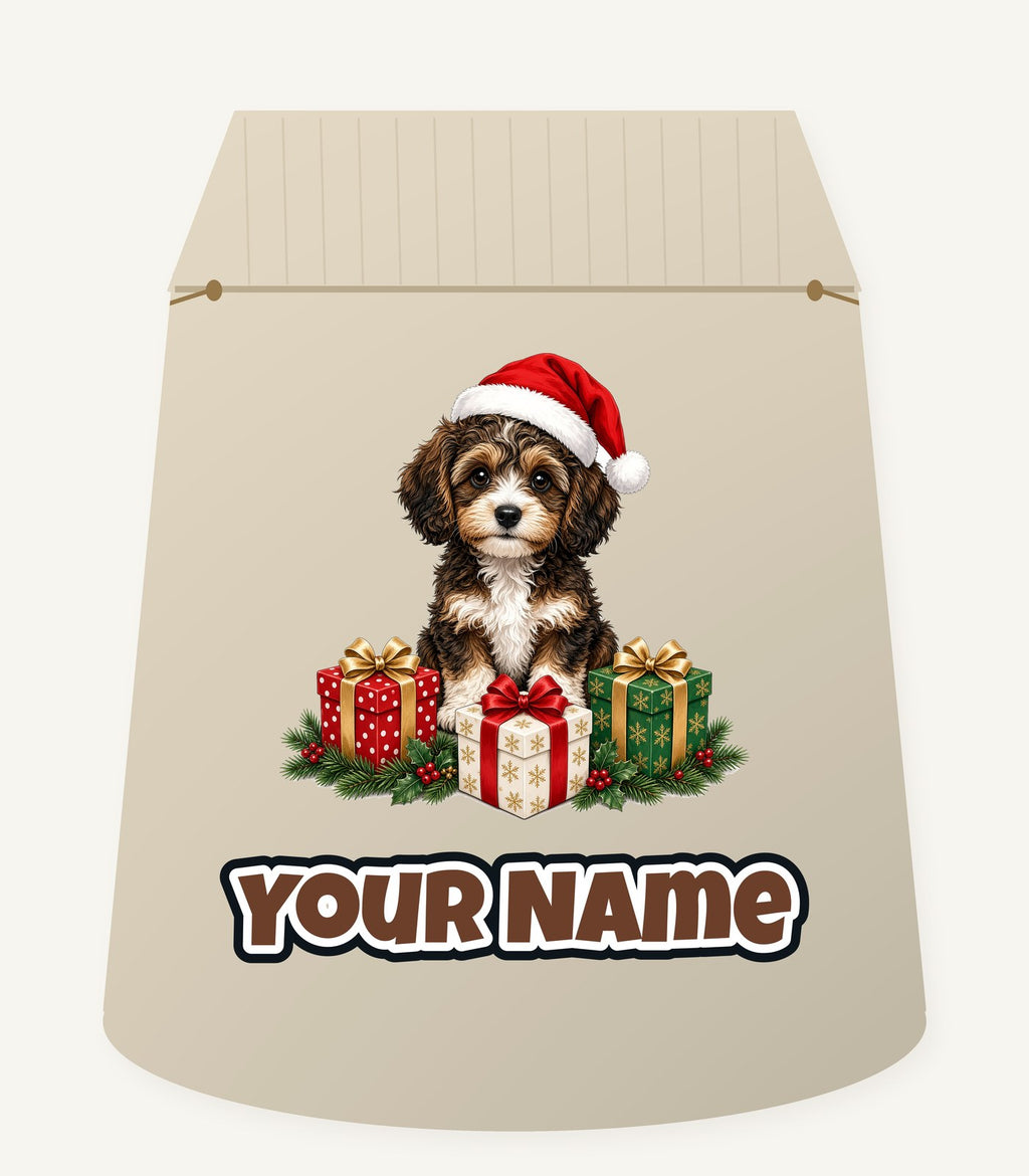 Cavoodle Puppy with Presents Personalised Santa Sack