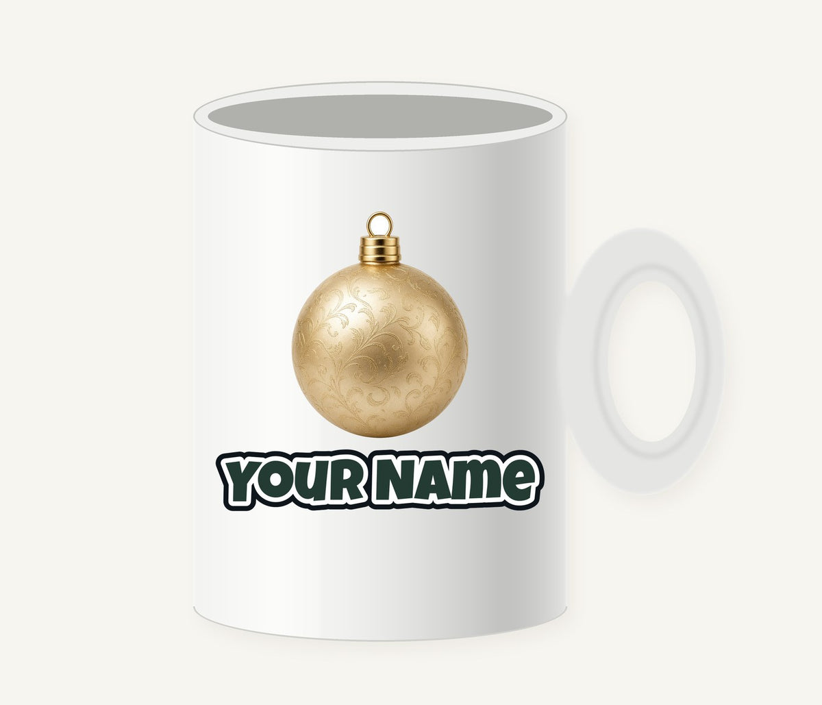 Champagne Gold Bauble Personalised Christmas Mug