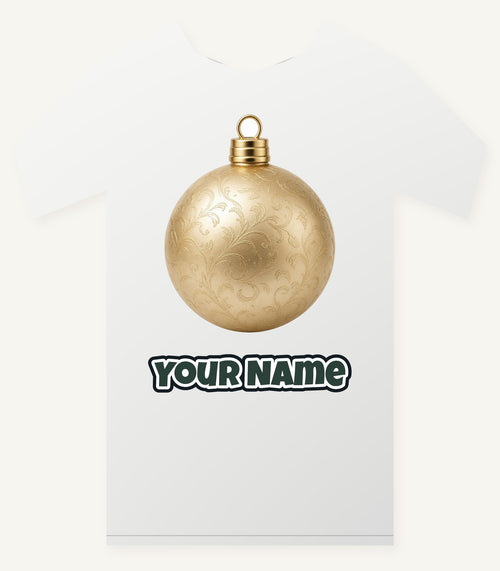 Champagne Gold Bauble Personalised Christmas T-Shirt and Hoodie