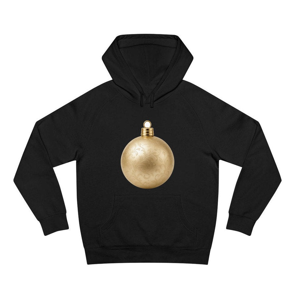 Champagne Gold Bauble personalised Christmas hoodie in black
