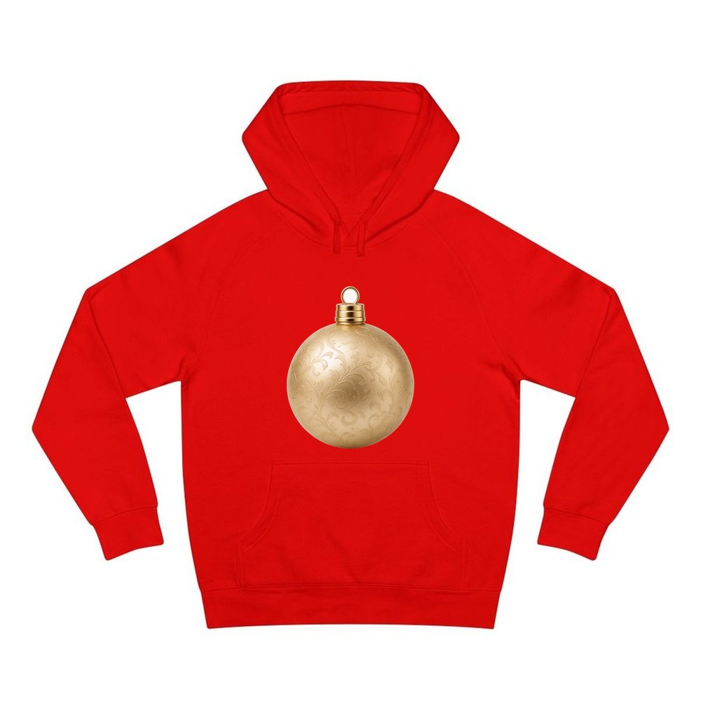 Champagne Gold Bauble personalised Christmas hoodie in red