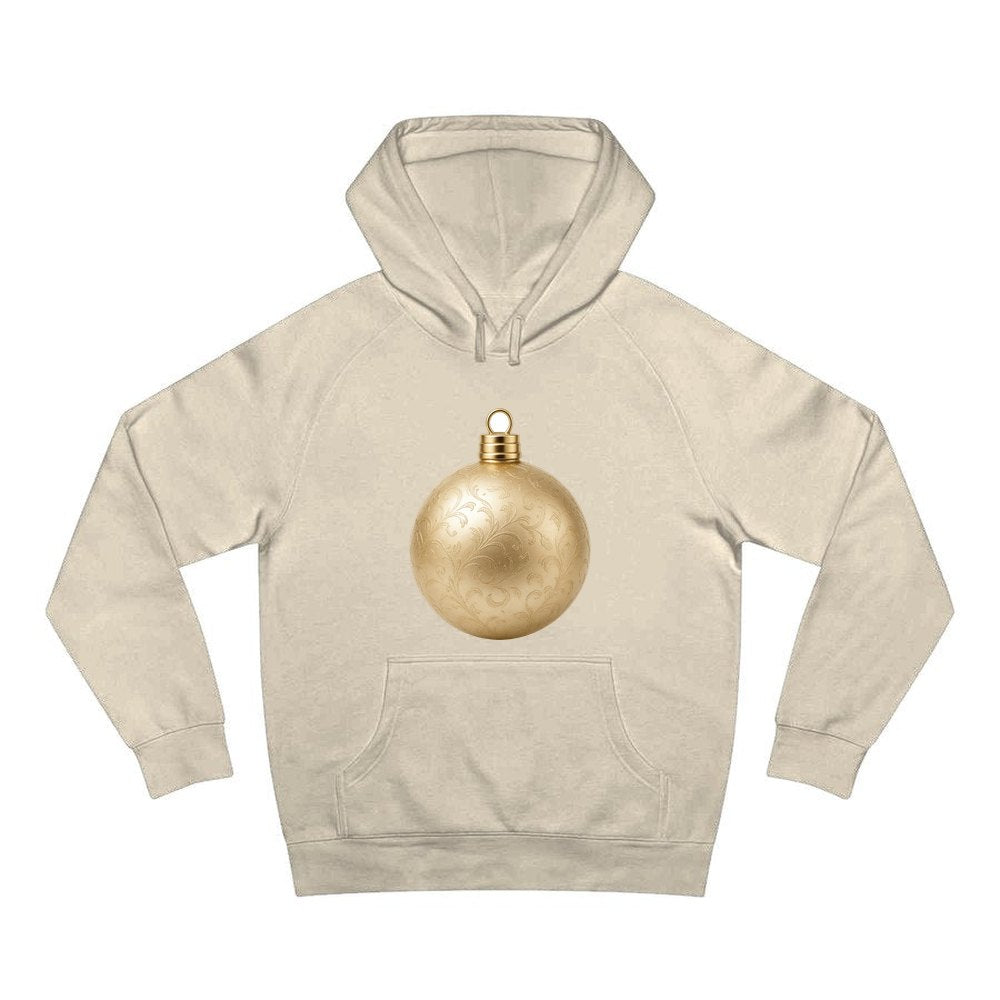 Champagne Gold Bauble personalised Christmas hoodie in sand