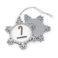 Check Painted Candy Cane Personalised Pewter Christmas Ornament