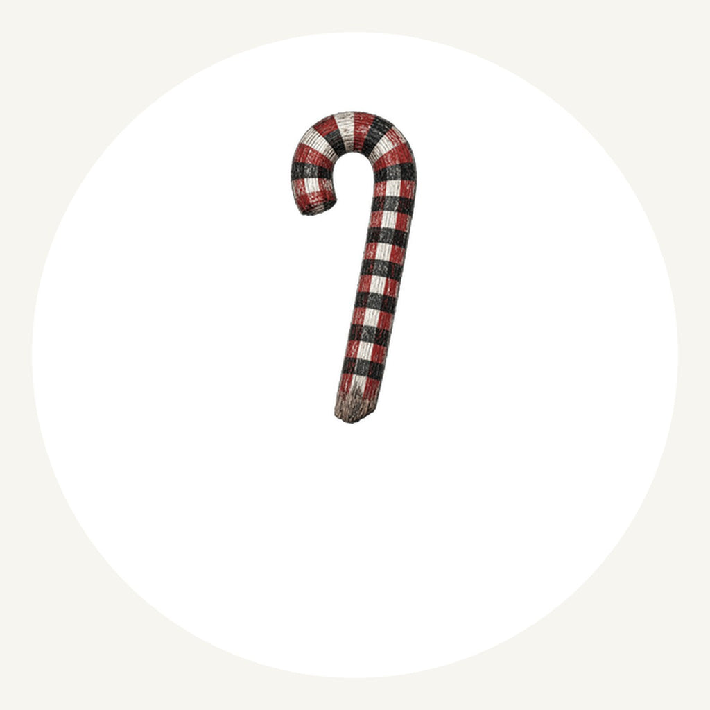 Check Painted Candy Cane Personalised Pewter Christmas Ornament