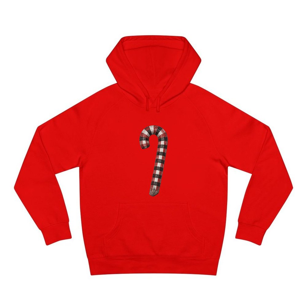 Check Painted Candy Cane personalised Christmas hoodie in red