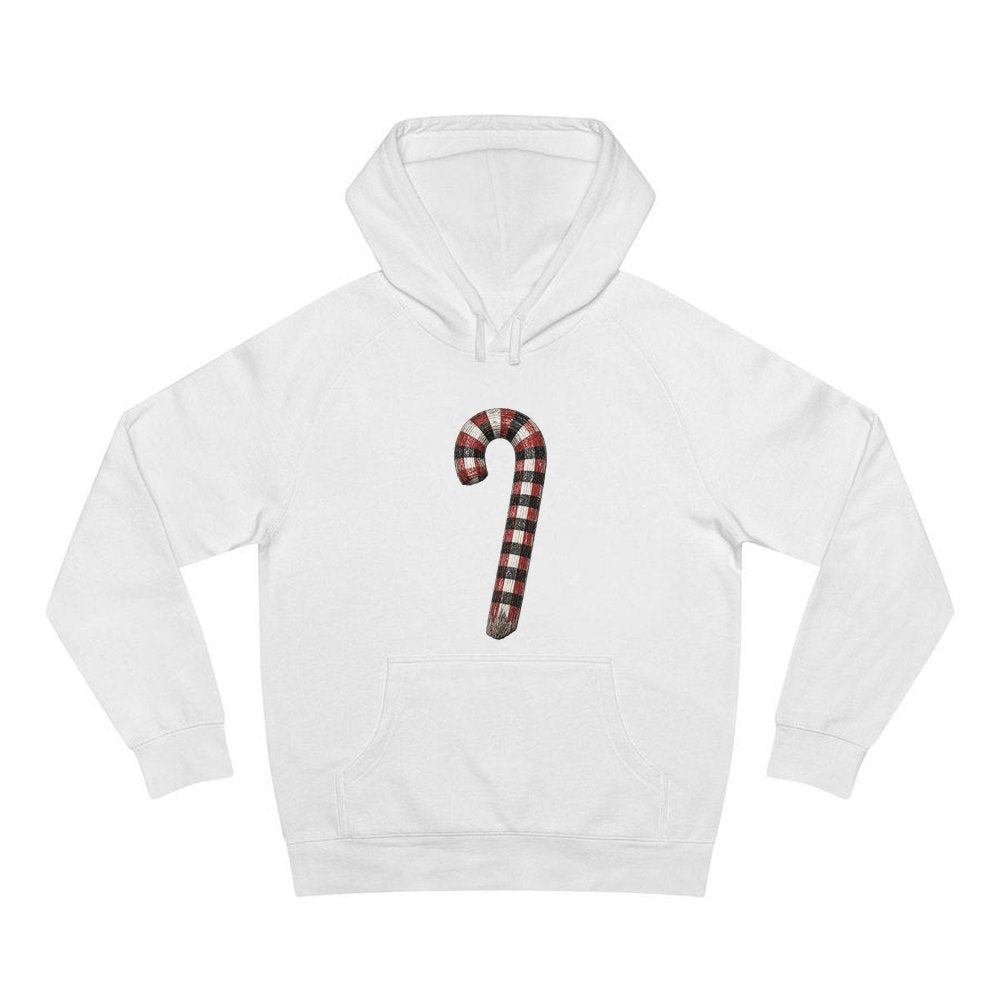 Check Painted Candy Cane personalised Christmas hoodie in white