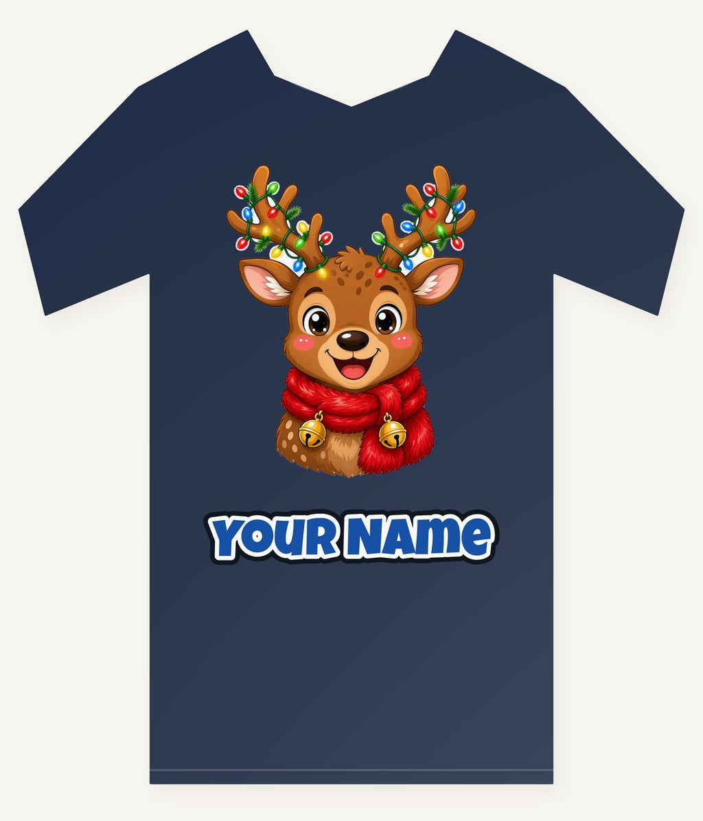 Cheeky Reindeer Fairy Lights Personalised Kids and Baby Christmas Tee