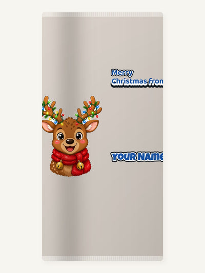 Cheeky Reindeer Fairy Lights Personalised Beach Towel