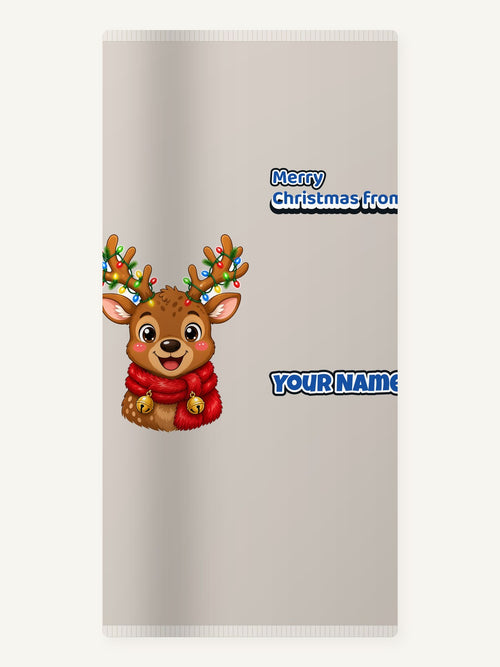 Cheeky Reindeer Fairy Lights Personalised Beach Towel