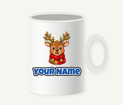 Cheeky Reindeer Fairy Lights Personalised Christmas Mug