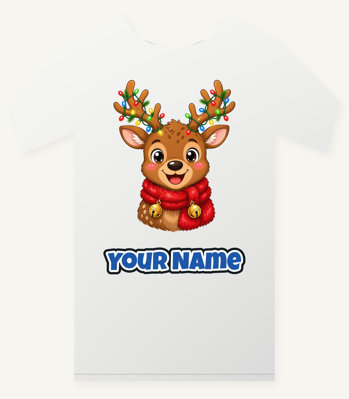 Cheeky Reindeer Fairy Lights Personalised Christmas T-Shirt and Hoodie