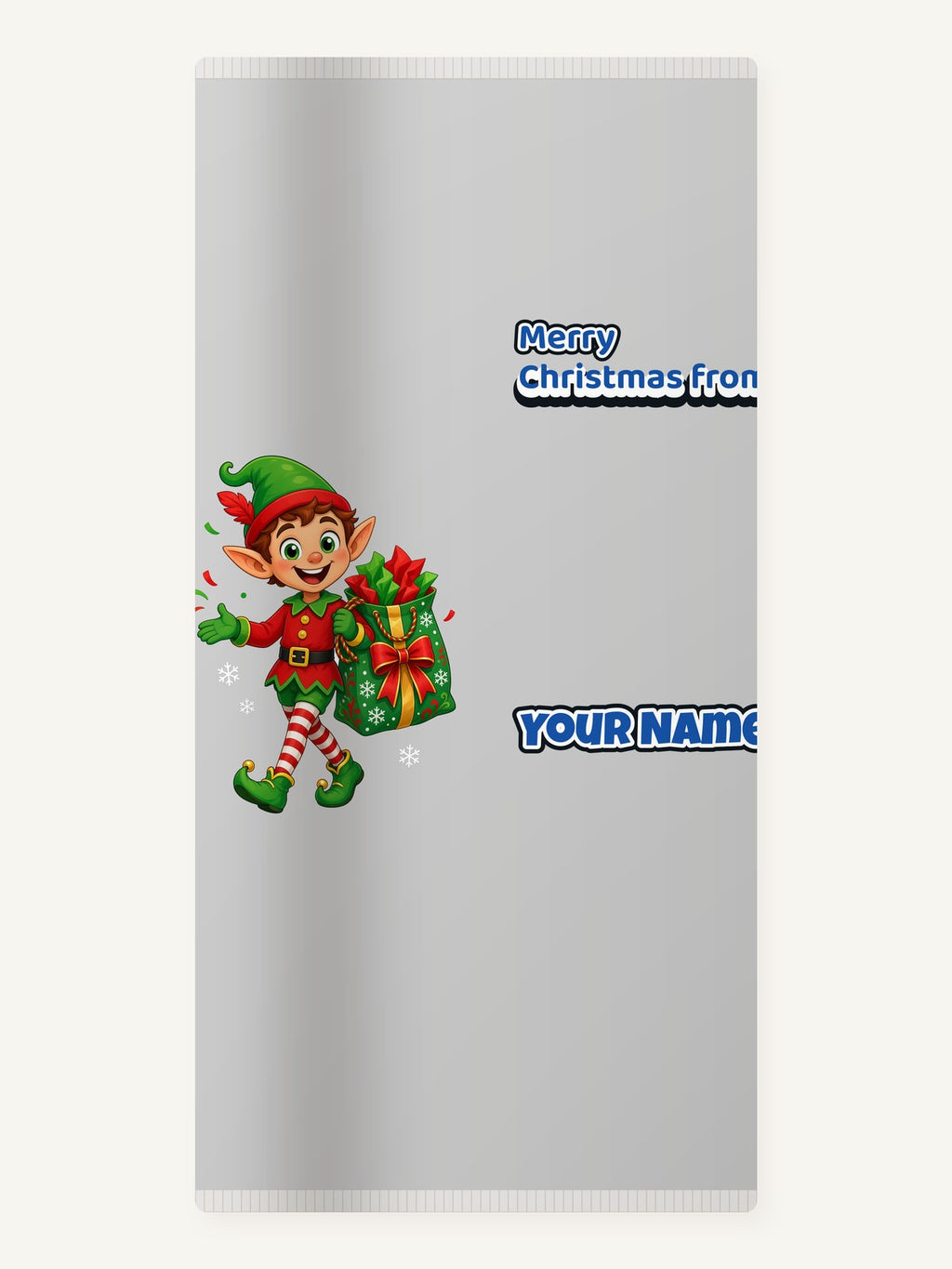 Cheerful Elf With Gift Sack Personalised Beach Towel