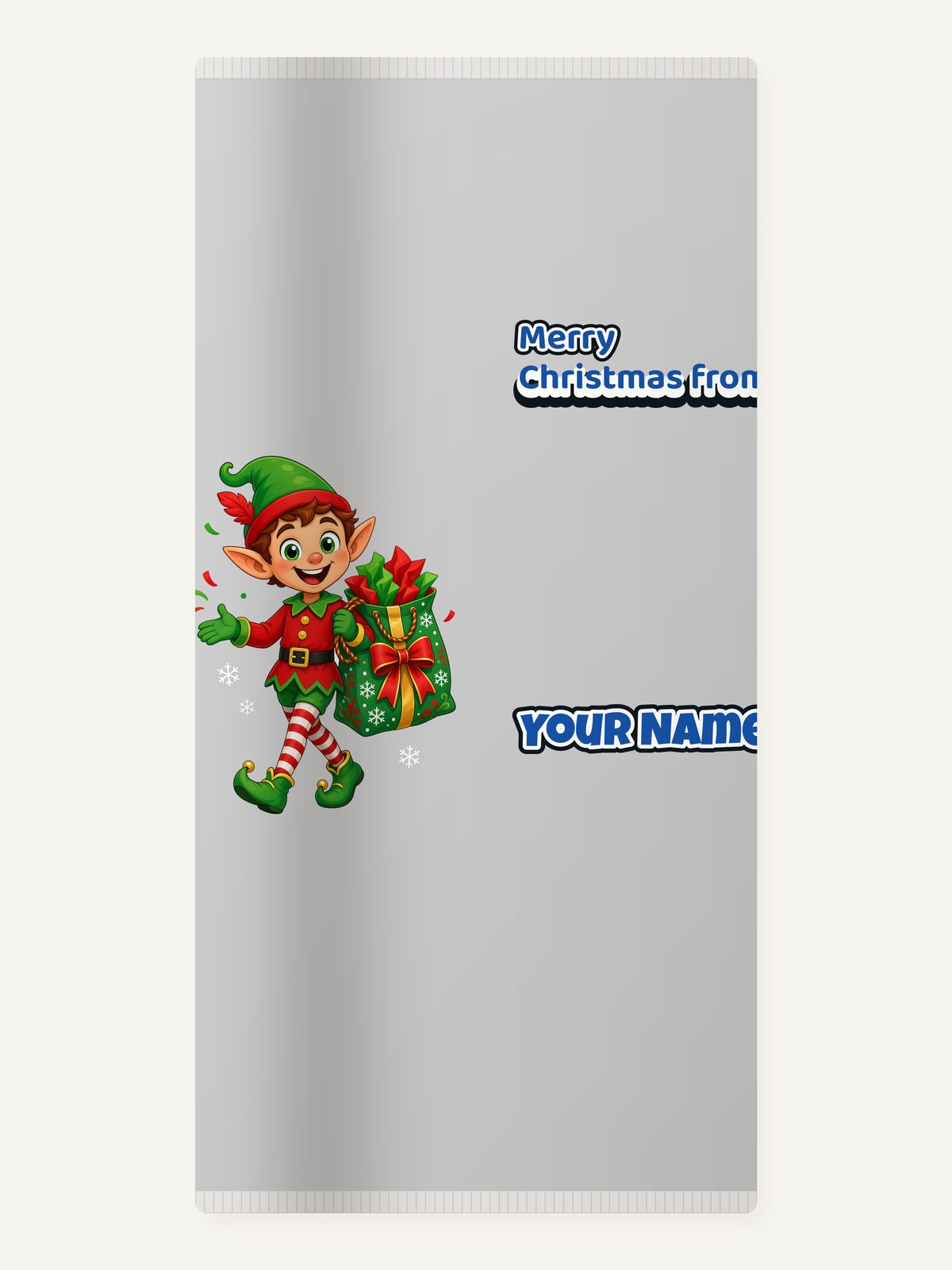 Cheerful Elf With Gift Sack Personalised Beach Towel