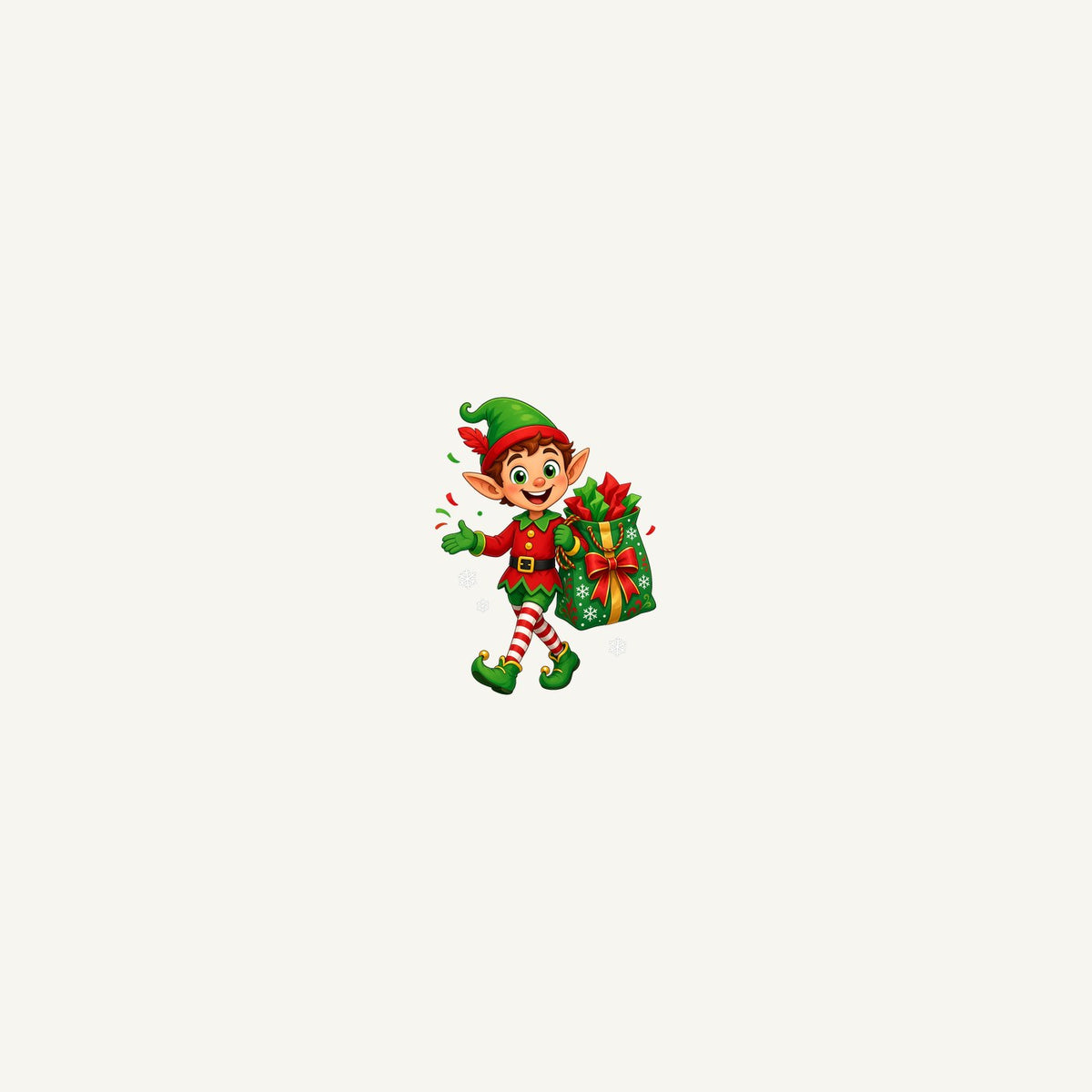 Cheerful Elf With Gift Sack Personalised Beach Towel