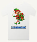 Cheerful Elf With Gift Sack Personalised Christmas T-Shirt and Hoodie