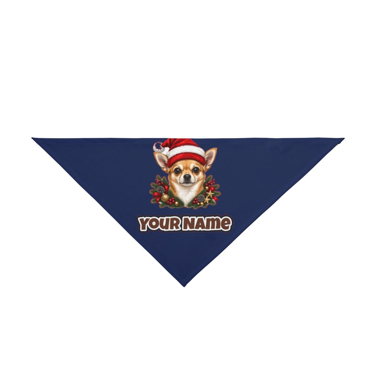 Chihuahua personalised Christmas pet bandana in navy, tie-on style