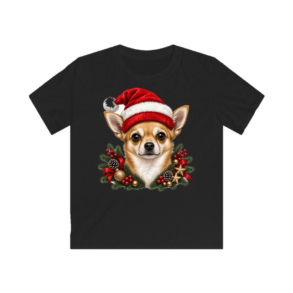 Chihuahua personalised kids Christmas tee in black