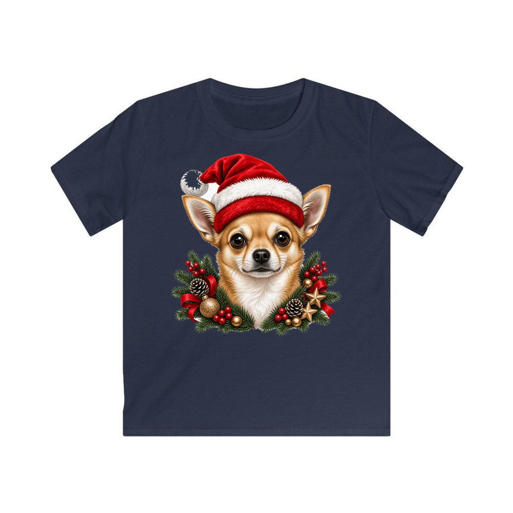 Chihuahua personalised kids Christmas tee in navy