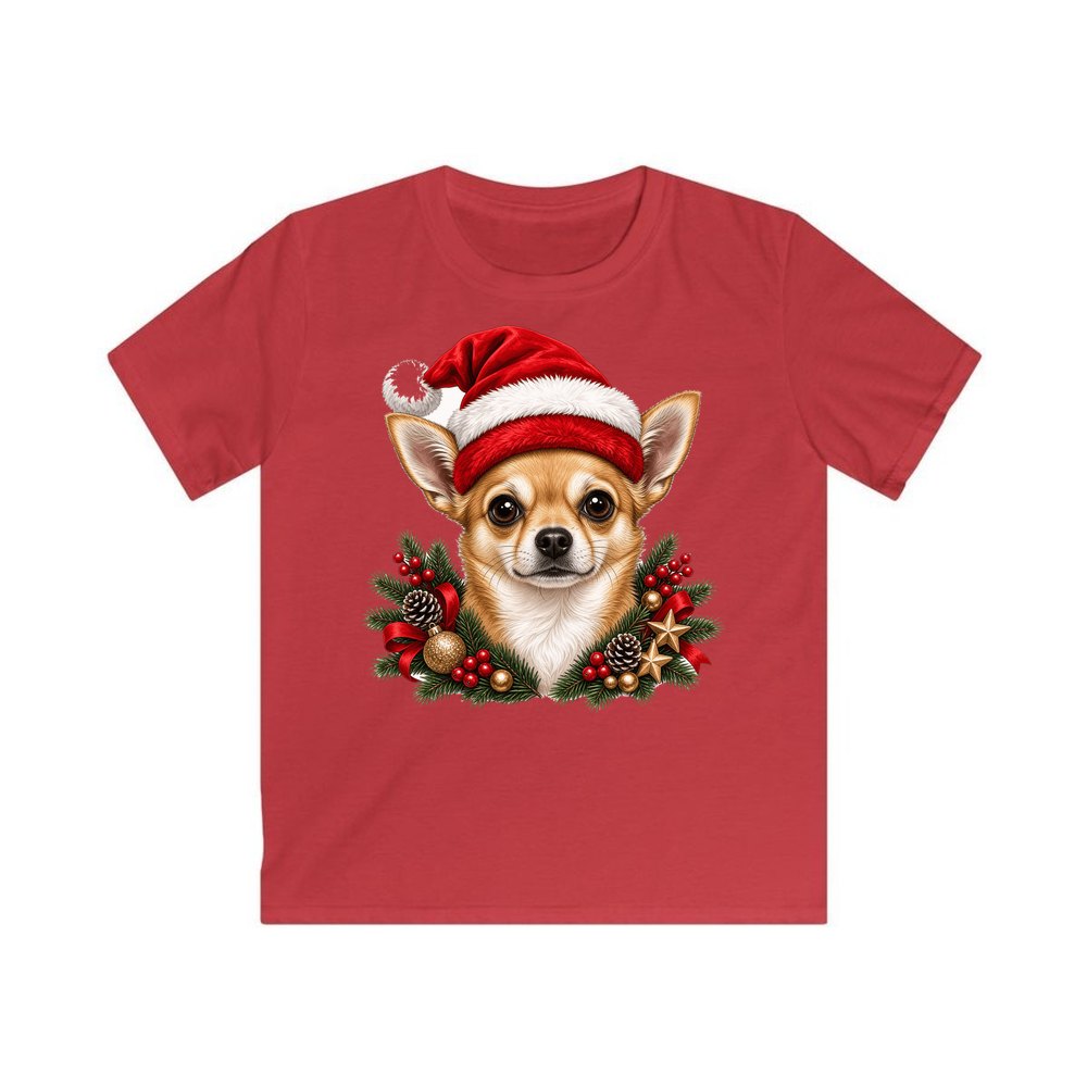 Chihuahua personalised kids Christmas tee in red