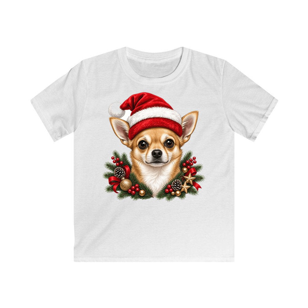Chihuahua personalised kids Christmas tee in white