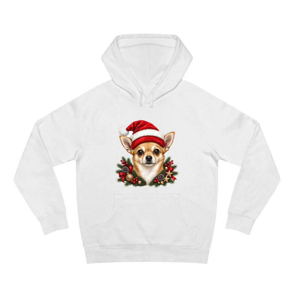 Chihuahua personalised Christmas hoodie in white