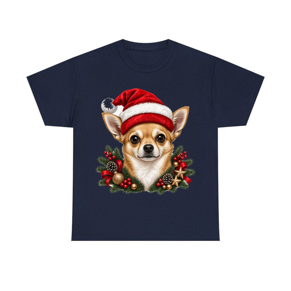 Chihuahua personalised Christmas T-shirt in navy