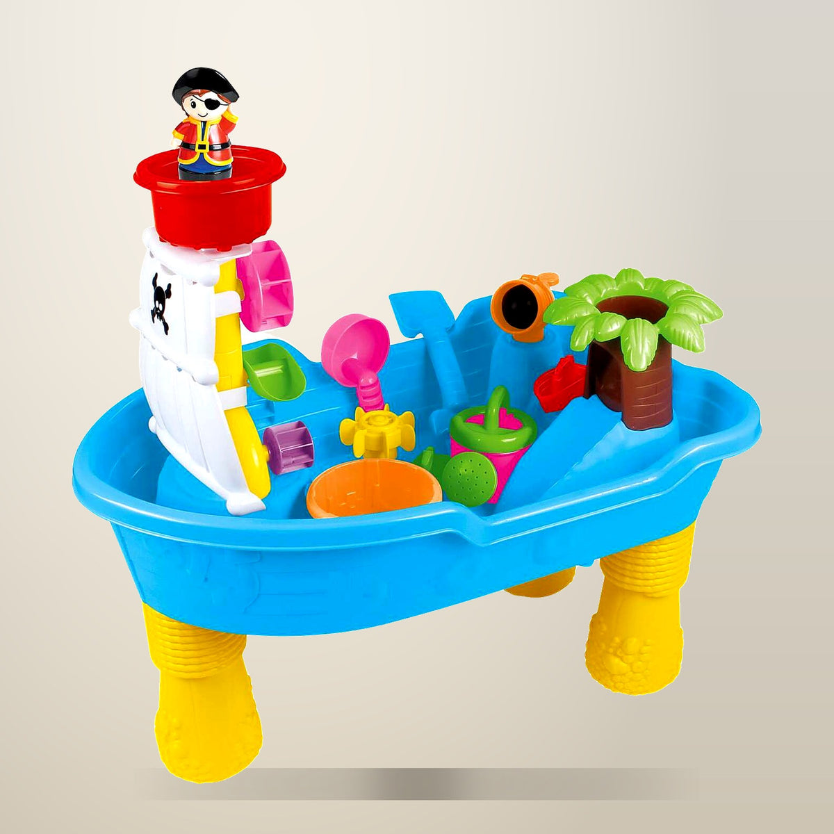 GEM Toys Pirate Ship Sand and Water Table, 60 cm, on a plain cream background