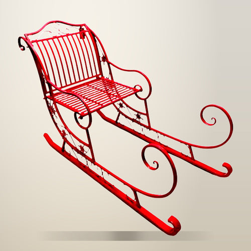 Christabelle Metal Christmas Sleigh, Red, 150 cm, on a plain cream background