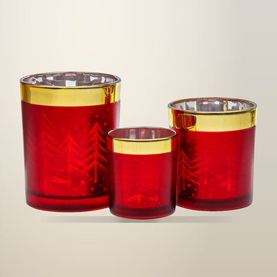 Christabelle Red and Gold Christmas Candle Jars, Set of 3