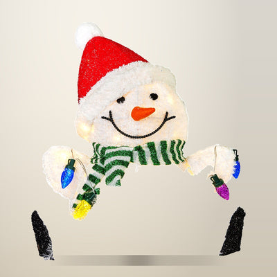 Christabelle Sitting Snowman Display with Lights, 40 cm