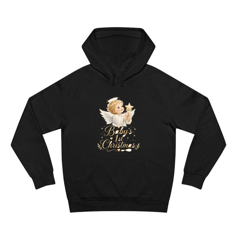 Christmas Angel Baby personalised Christmas hoodie in black