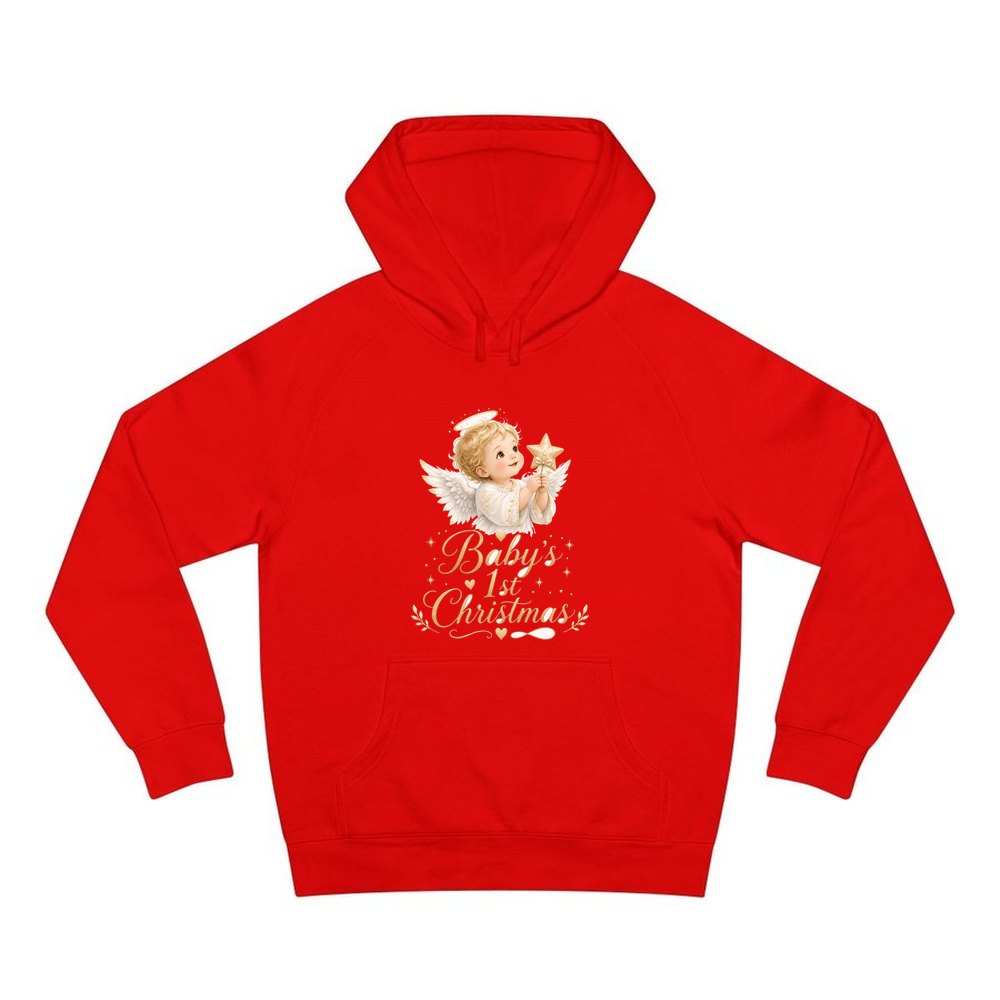 Christmas Angel Baby personalised Christmas hoodie in red