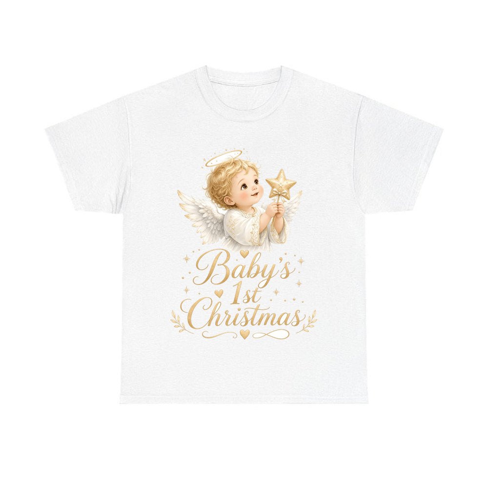 Christmas Angel Baby personalised Christmas T-shirt in white