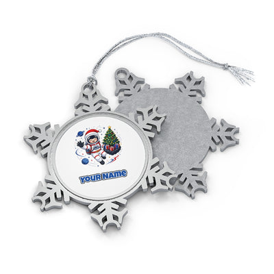 Christmas Astronaut in Space Personalised Pewter Christmas Ornament